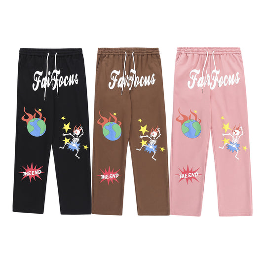 Foam Printed Straight Casual Trousers