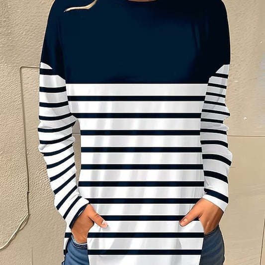 Kvinders Rundhalset Langærmet Moderne Casual Plus Size