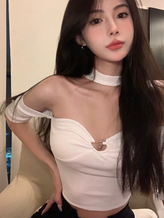 Women's New Temperament Slim Hollow Short Top