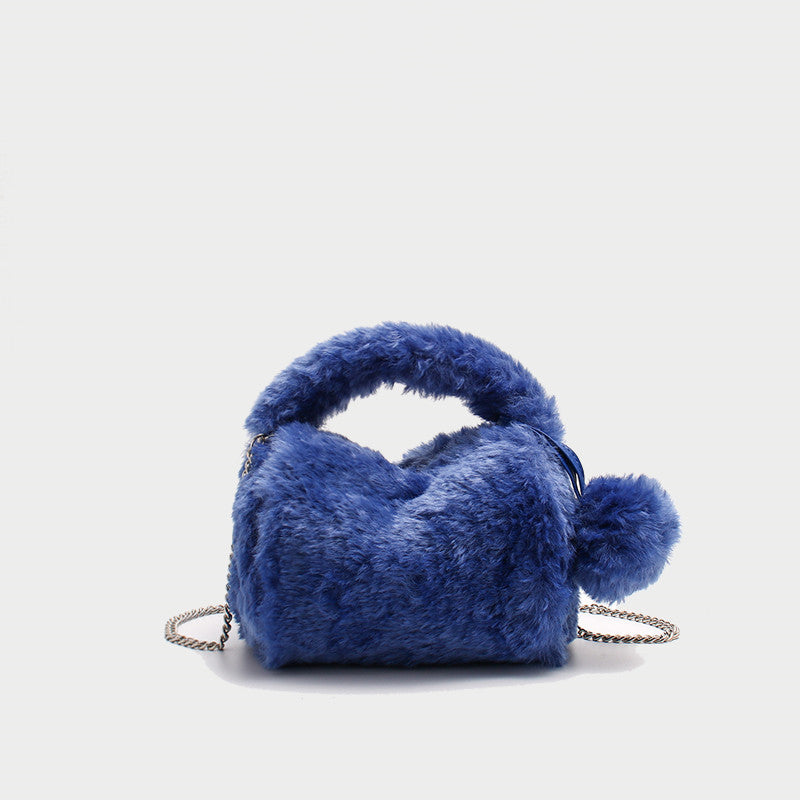 Plush Lamb Hair Lunch Box Bag Chain Messenger Bag