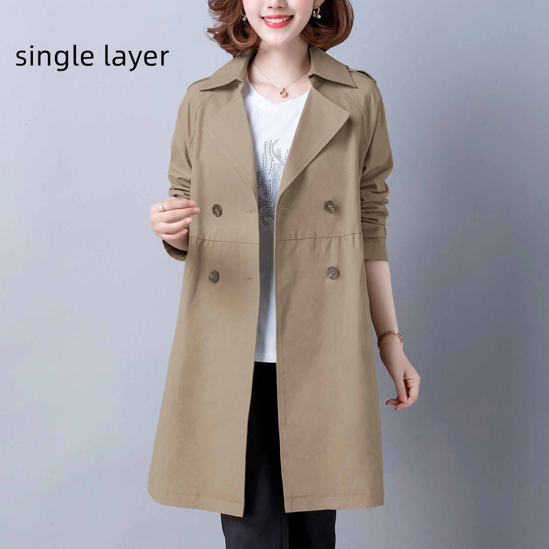 New Women's Solid Color Loose Trench Coat