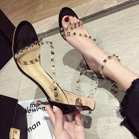 Fashion All-match Sandals With Rivet Stiletto Strap