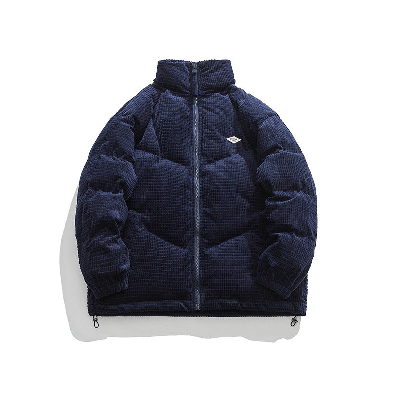 Japanese Harajuku Pure Color Men's Stand-up Collar Cotton-padded Coat Leisure Warm