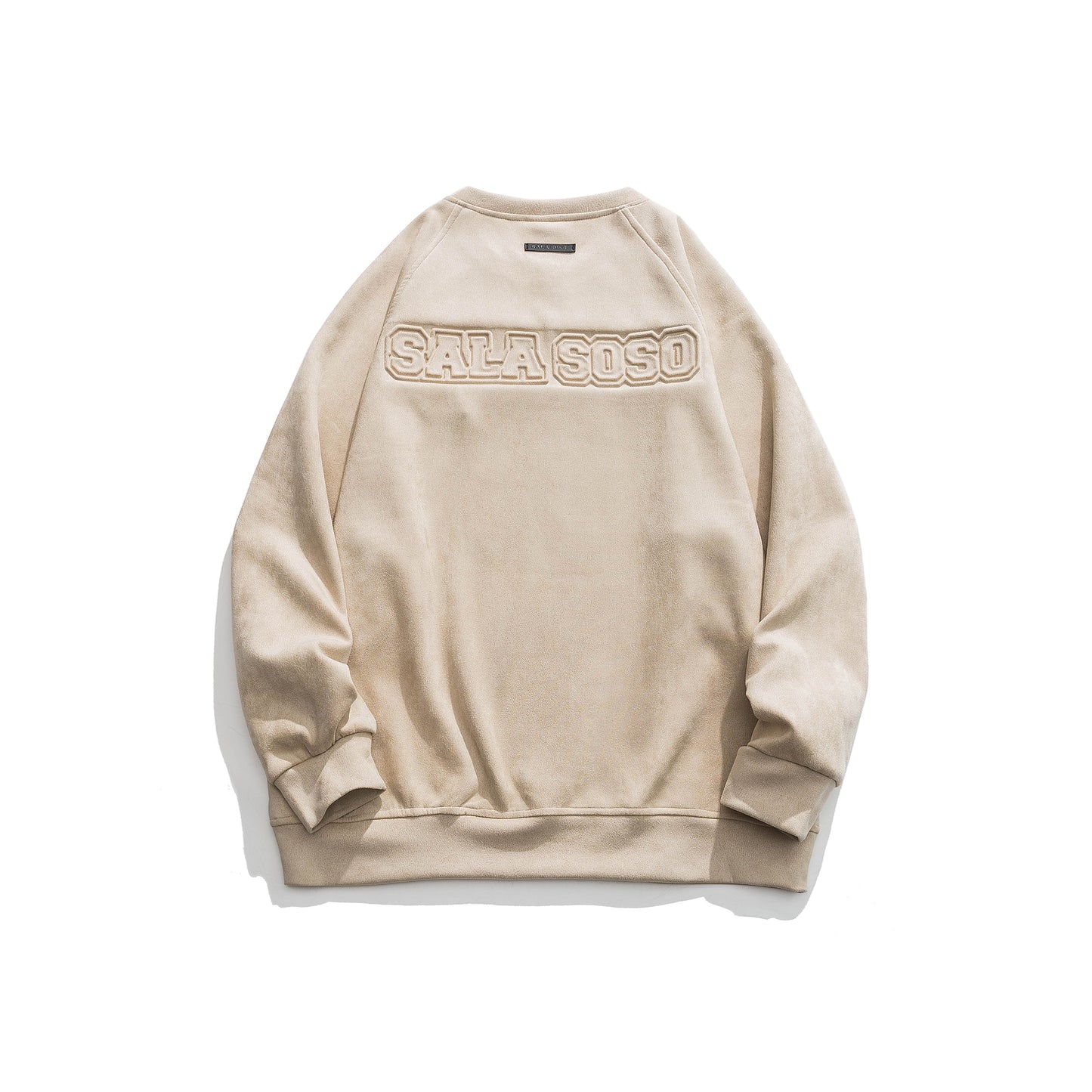 Letter Printed Deerskin Cashmere Crewneck Sweater