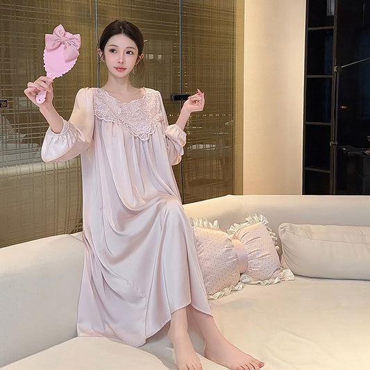 Summer Long-sleeve Plus-size Solid-color Dress