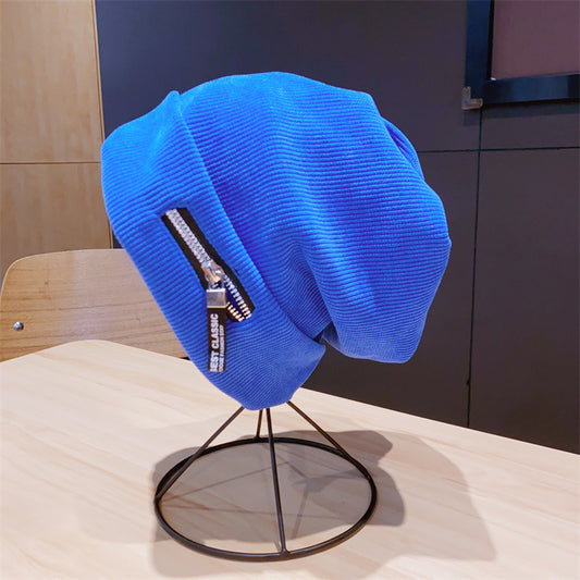 Women's Knitted Hat Autumn And Winter Personality Zipper Loose American Style