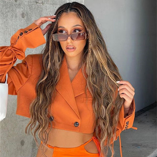 French Casual Small Suit European Beauty Lace Up Long Sleeve