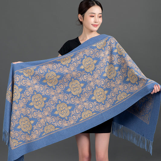 Crown-embroidered Scarf A Versatile Winter And Springfall Accessory In Korean Style