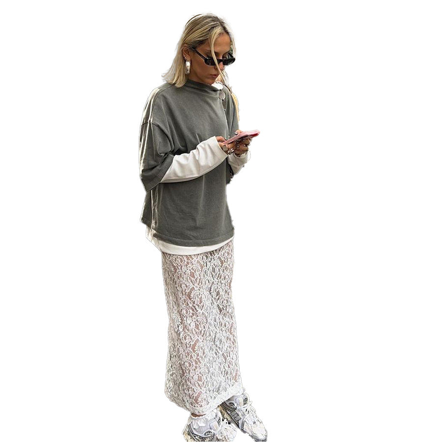 White Lace Skirt Jacquard Hollow