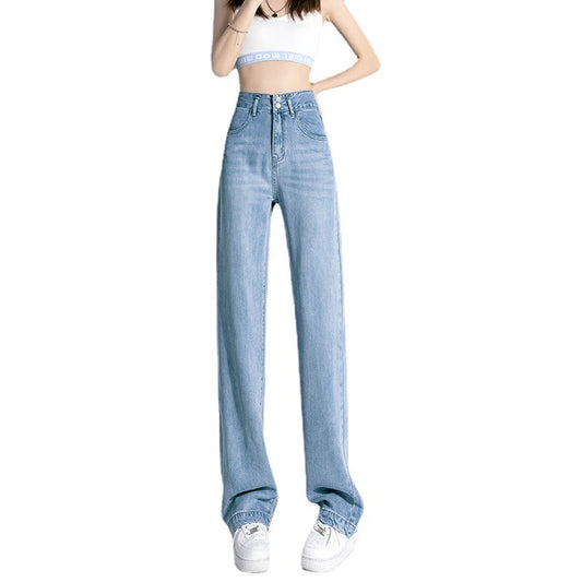 High Waist Drooping Thin Straight Pants