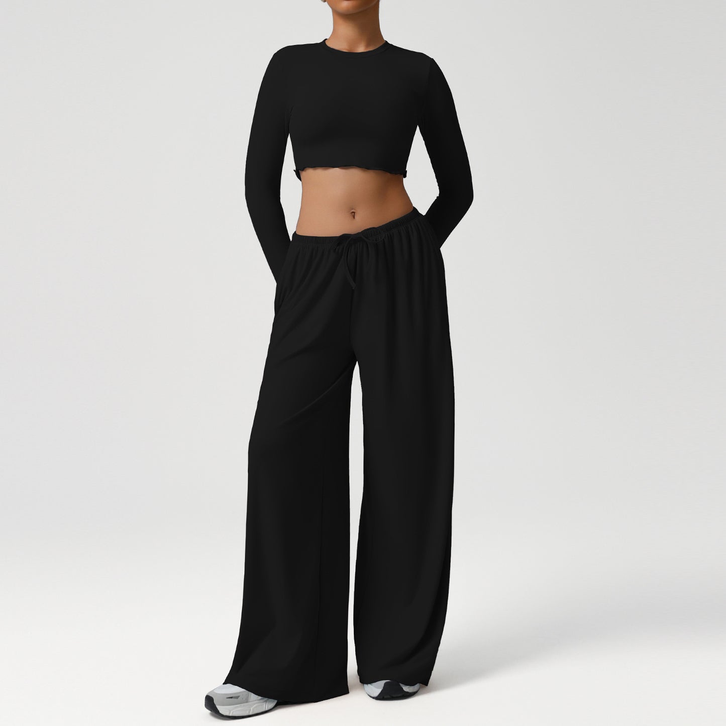 Loose Draping Wide-leg Pants For Workouts Yoga Outfit Set