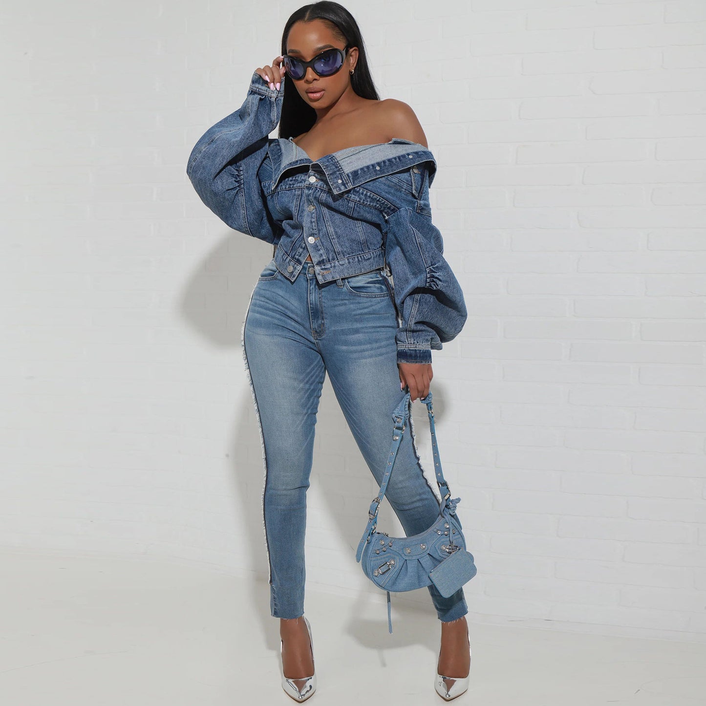 Y2g Style Irregular Two-way Wear Denim Coat