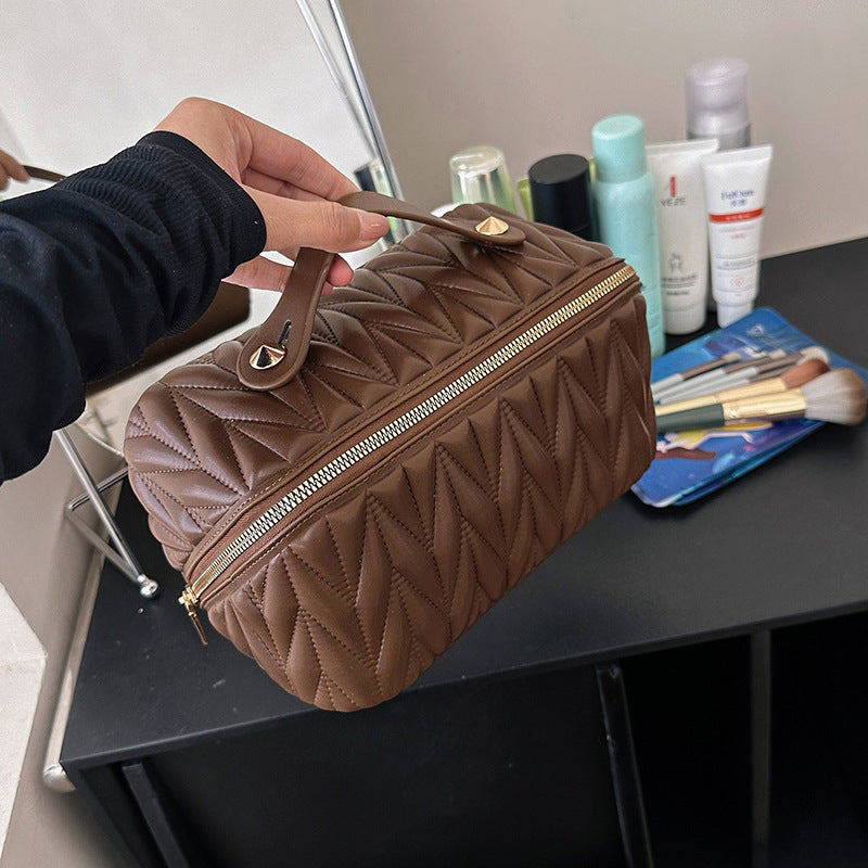Portable High-grade Elastic Soft Surface Pillow Bag Travel Cosmetics Storage