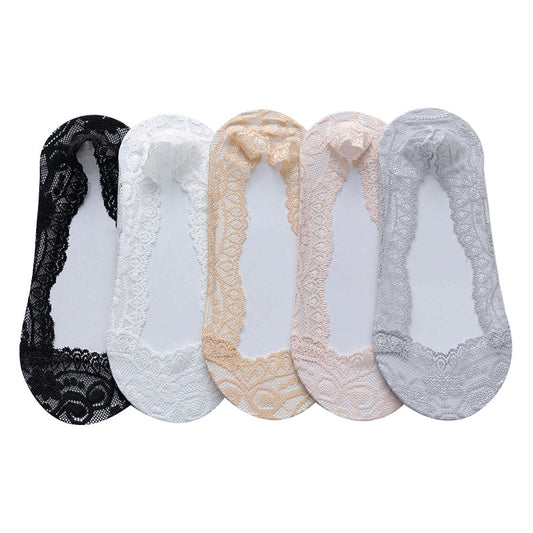 Lace Boat Socks Ladies Silicone Non-slip Shallow Mouth Invisible Socks