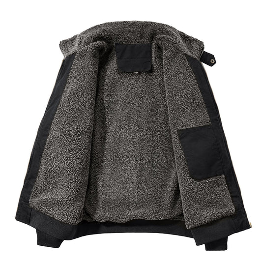 Winter Fleece Cotton Coat For Men, Fleece-lined And Thickened Cotton Jacket