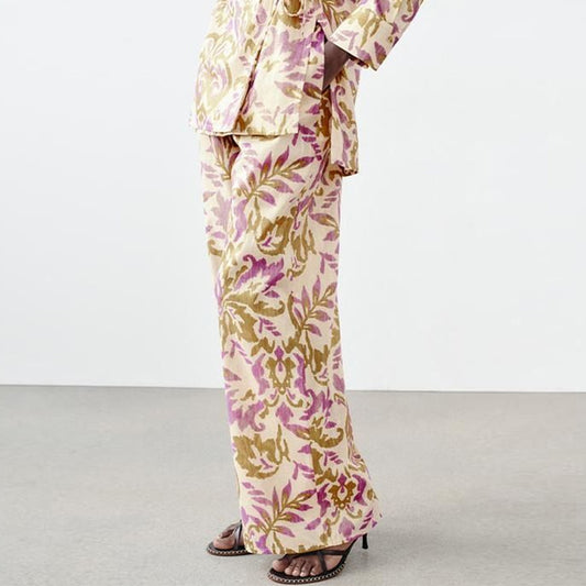 Floral Casual Pants Loose Slimming Wide Leg Pants