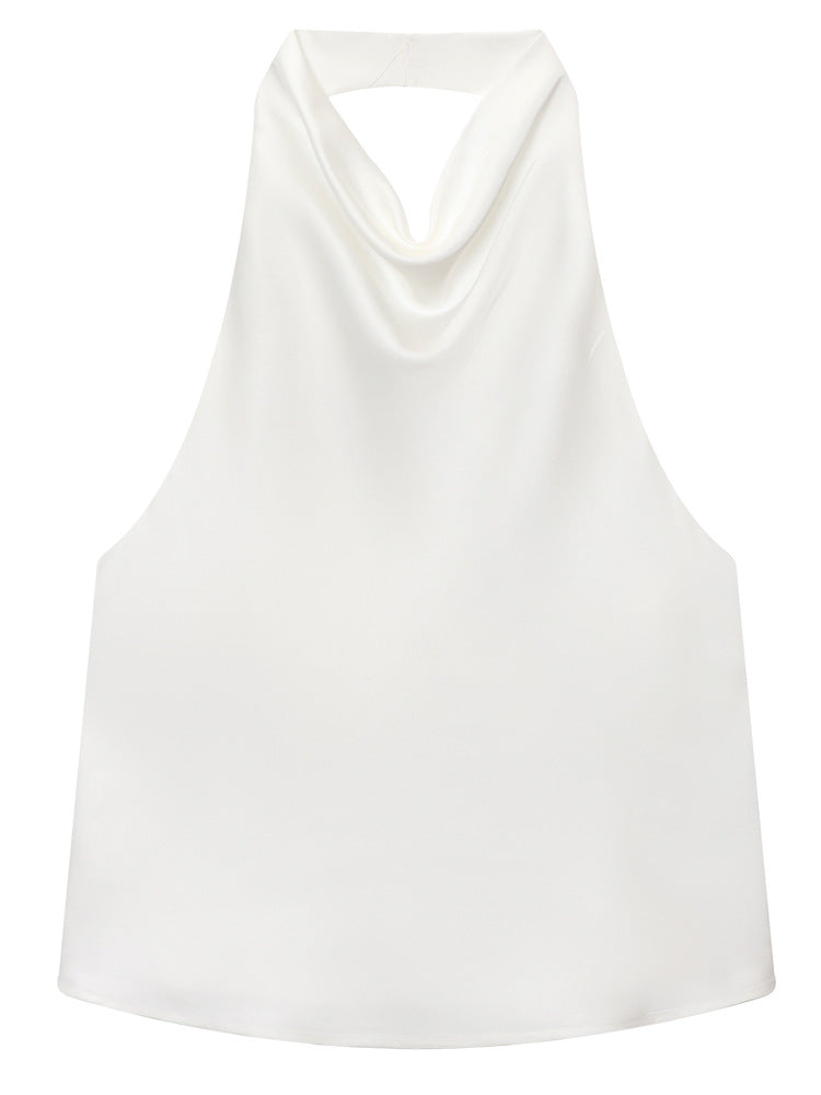 Womens Silk Satin Elegant Halterneck Tank Top