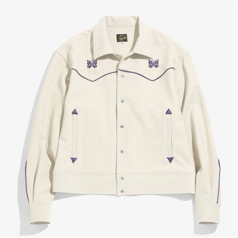 Butterfly Embroidery Casual Style Jacket Short Suit Coat