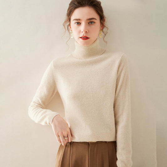 Women's Solid Color Pullover Cashmere Turtleneck Knitting Bottoming Shirt
