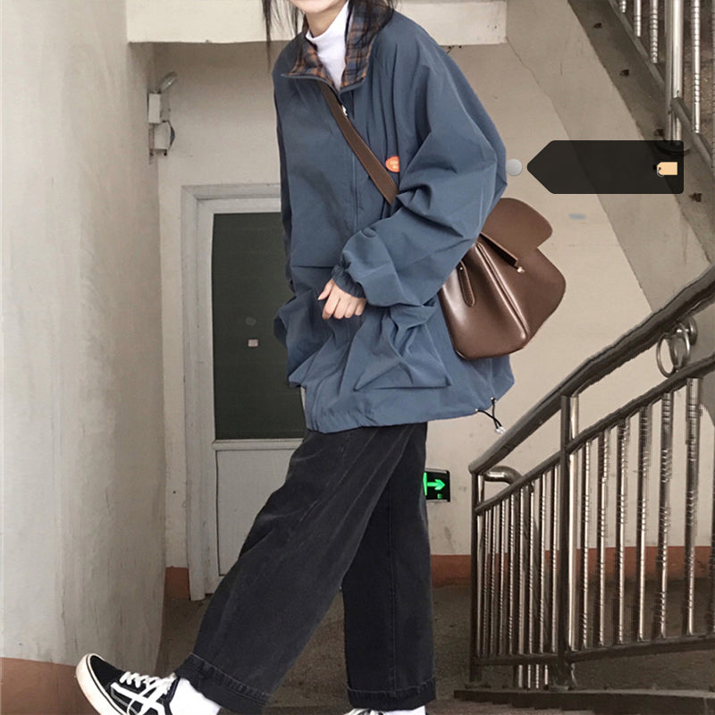 Women's Spring And Autumn Retro Winter New Loose Harajuku Style Both Sides Wear Jacket