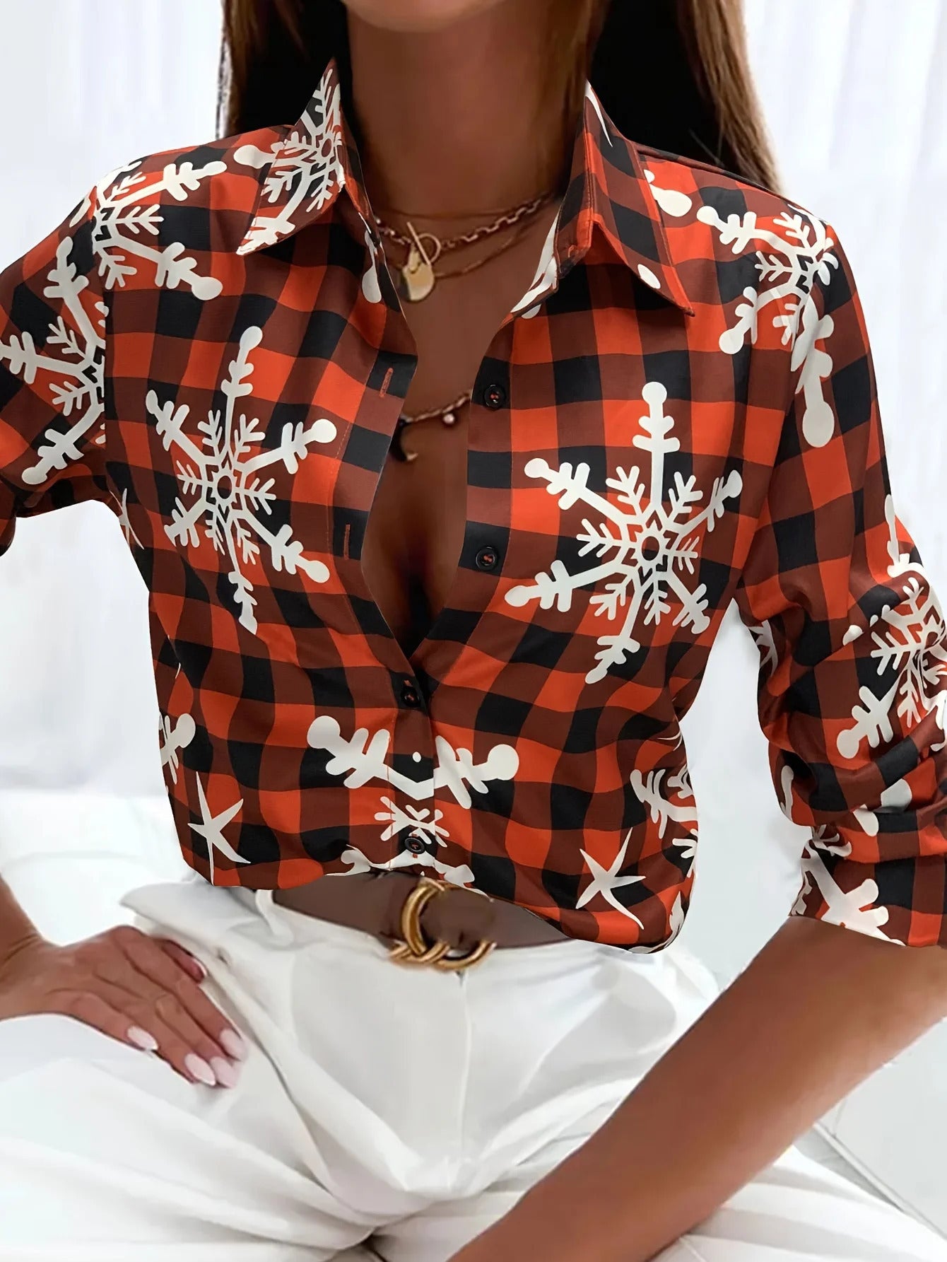 Versatile, High-quality Womens Long-sleeve Christmas Shirt