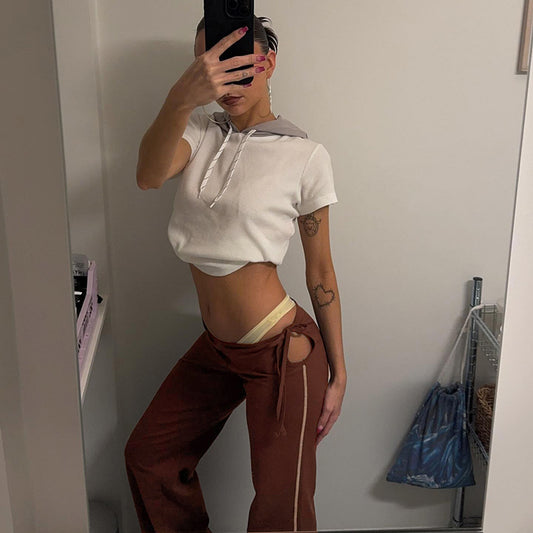 Fashion Simple Striped Contrast Color Straight Casual Mopping Trousers