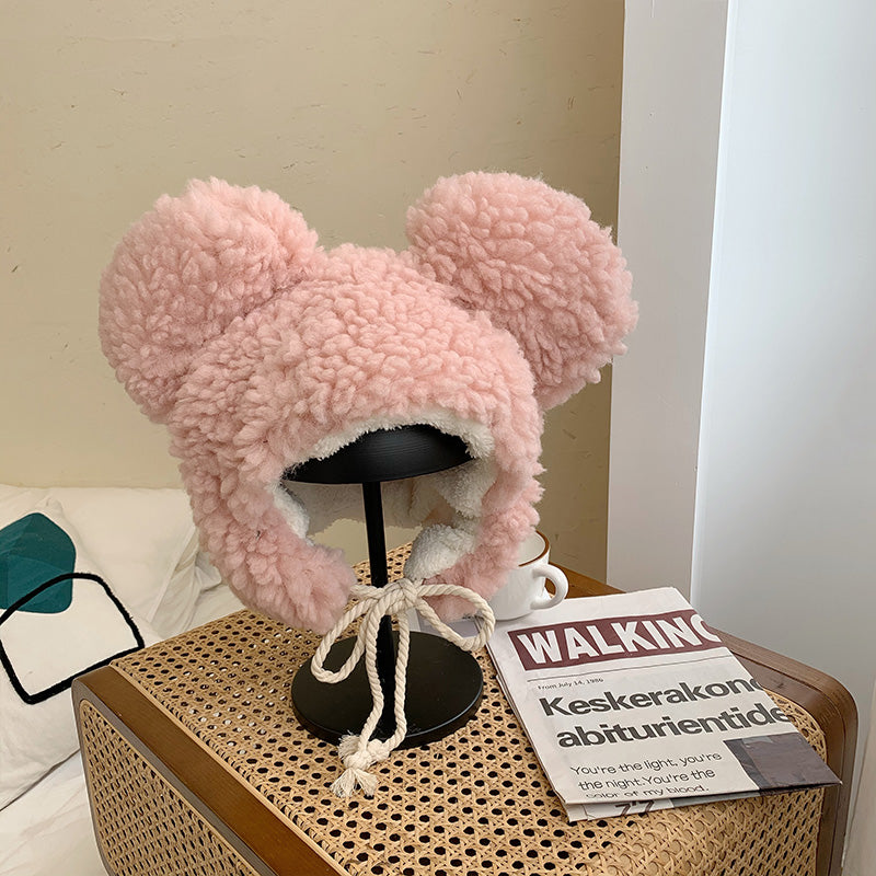 Ladies Fashion Cute Big Plush Ski Hat