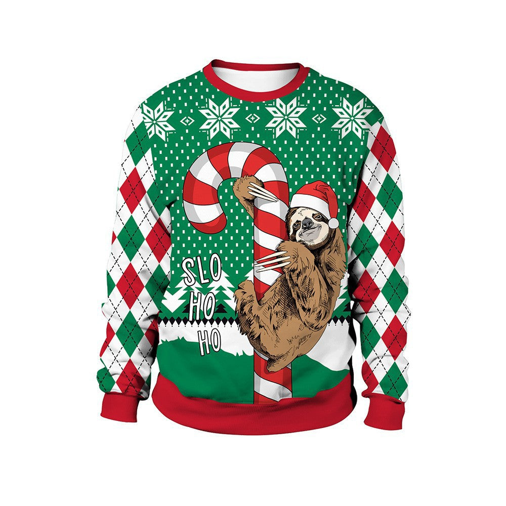 European And American Christmas Christmas Men's And Women's Same 3D Printed Crew Neck Sweatshirt Top Couple Wear