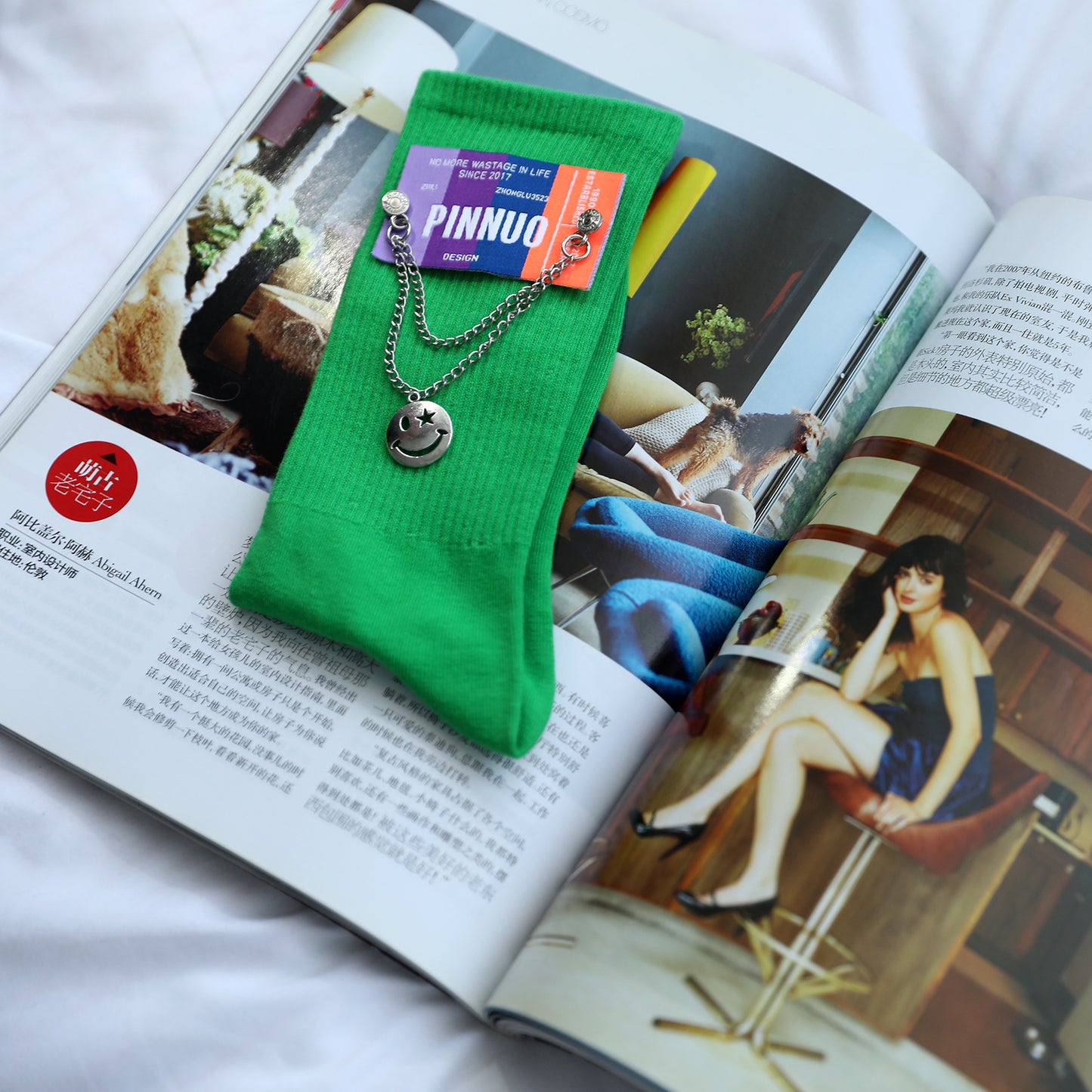 Color Strip Long Tube Hanging Chain Trendy Socks