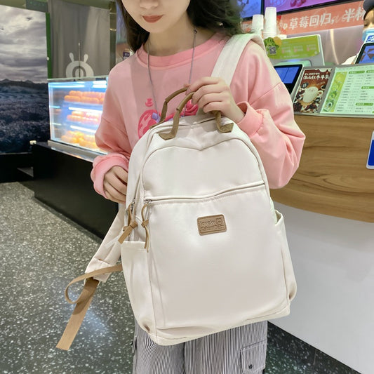 Korea Ins Simple Solid Color School Bag Female