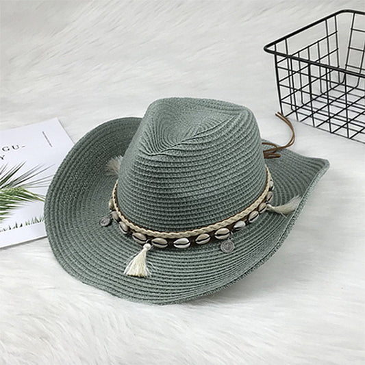 New Shell Fringed Ethnic Woven Sun Hat