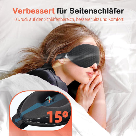 INNELO Schlafmaske Für Herren Frauen, 2024 Bequeme Atmungsaktive 3D Augenmaske, Mit Tiefen Augenhöhlen Und Erhöhten Nasenpads, 100% Lichtblockierende Schlafbrille Mit Memory Foam Für Reisen, Schwarz