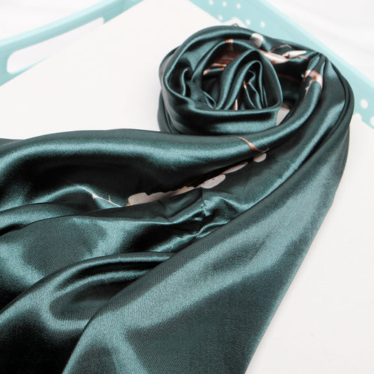 Imitation Silk Small Square Scarf Retro Printing Shawl