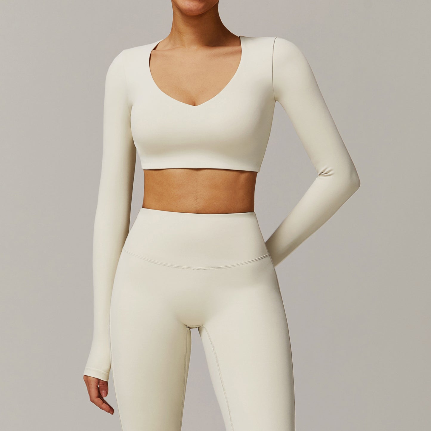 Tight Quick-drying Yoga Long-sleeved Women's V-neck Short Top Fitness T-shirt