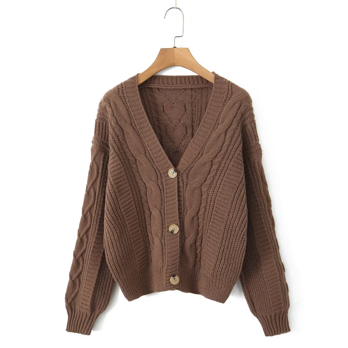 Efterårsmode Ny blød klæbrig knap langærmet cardigan-sweater