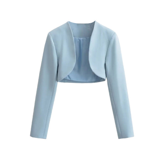 Buckle-free High Waist Ultra Short Midriff-baring Long Sleeve Cardigan Top