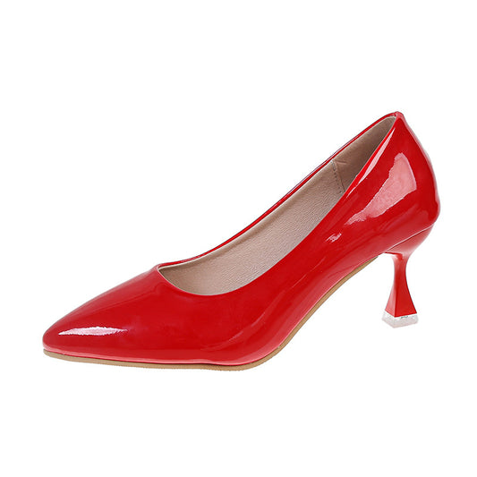 Shallow Mouth Pointed High Heels Sexy Patent Leather Stilettos