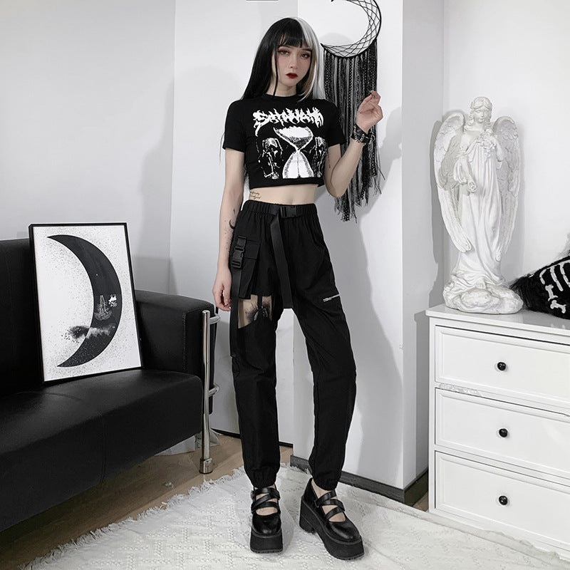 Women's European And America's Cutout Ripped Overalls