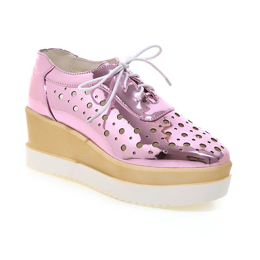 Platform Shoes With Lace-up Holes