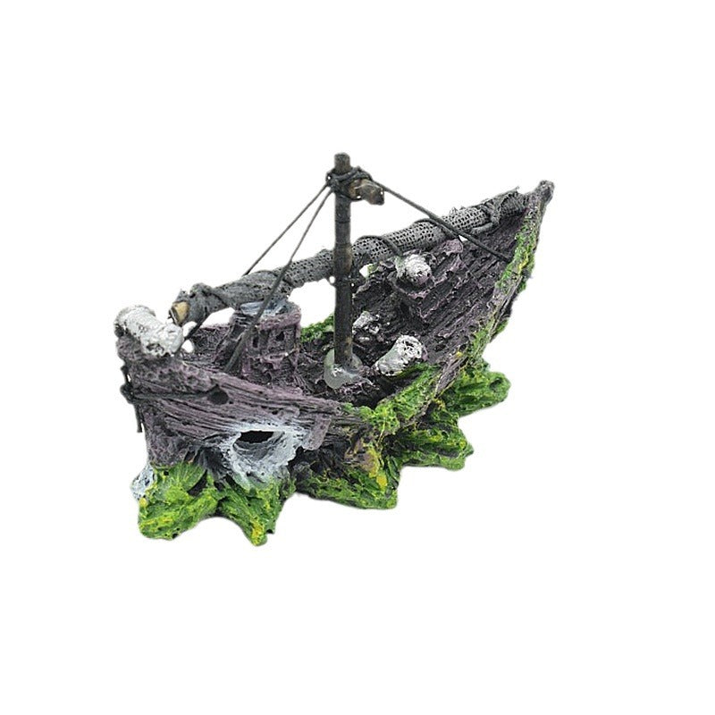 Aquarium Landscape Glass Fish Tank Decoration Small Net Boat