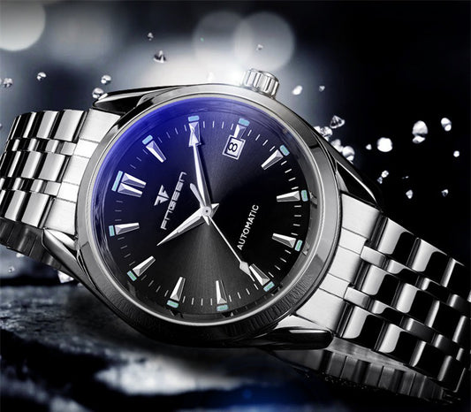 Blue nail automatic skeleton mechanical watch