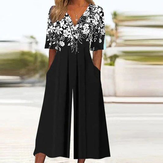 Women's Suspender Long Jumpsuit 3D Digital Printing