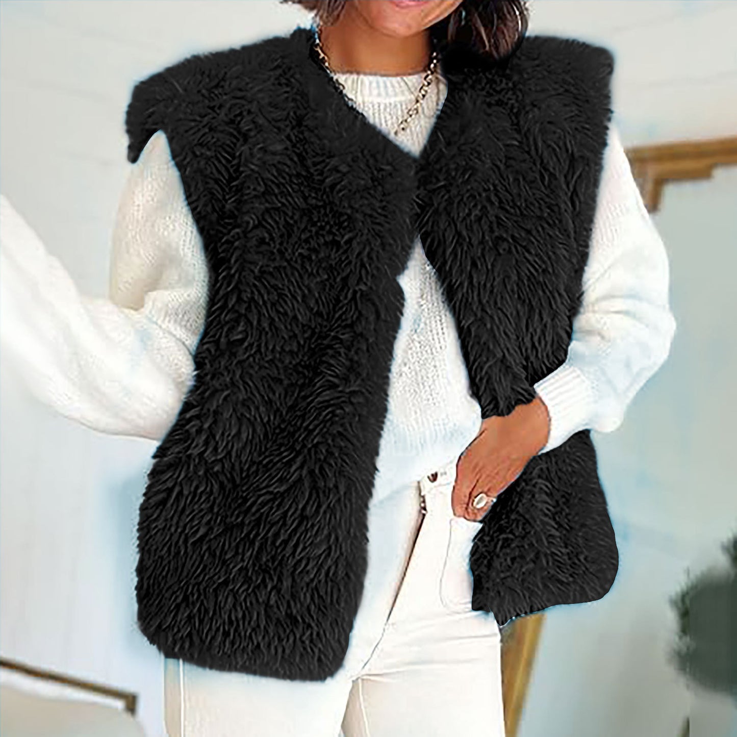 Women's Plush Vest Sleeveless Women's Fashion Tops