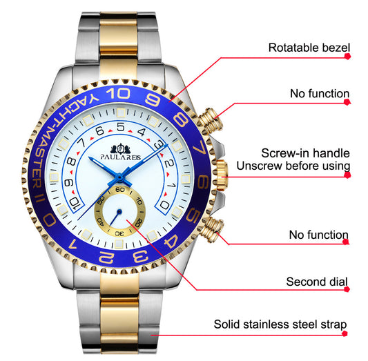 Automatic Mechanical Luminous Room Gold Steel Belt Men's Watch