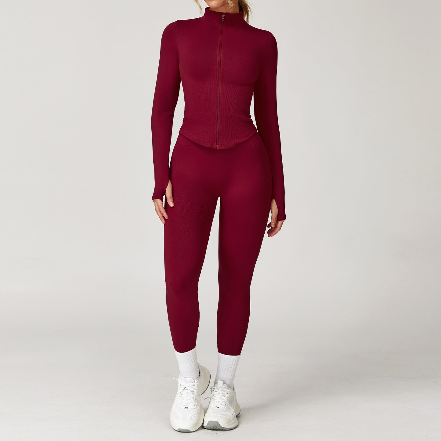 Seamless I-shaped Back-enhancing Workout Set For Women With Ribbed Waist-cinching Design