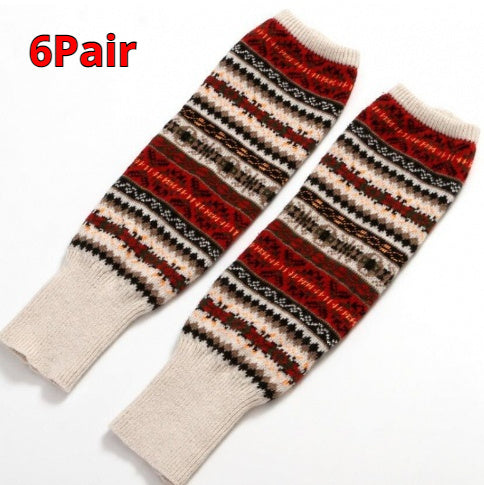Knitted Chunky Socks AutumnWinter Fluorescent Camo Leg Warmers Womens Over-the-Knee Thermal Boot Cuffs Sock Covers