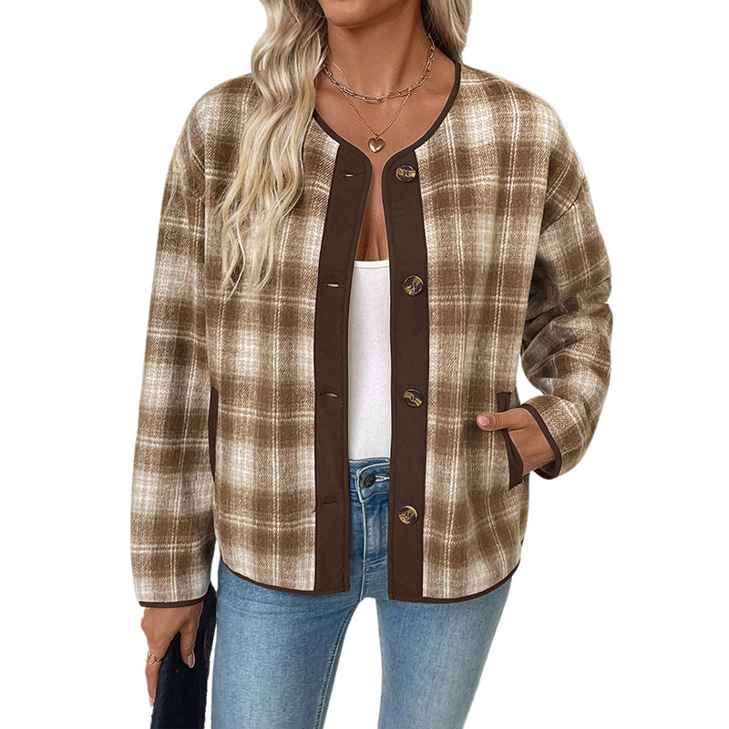 Women's Plaid Jacket Casual Plaid Cardigan