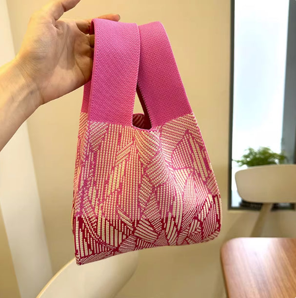 Spring Tulip Knitted Bags Contrast Color And Versatile Hand Carrying