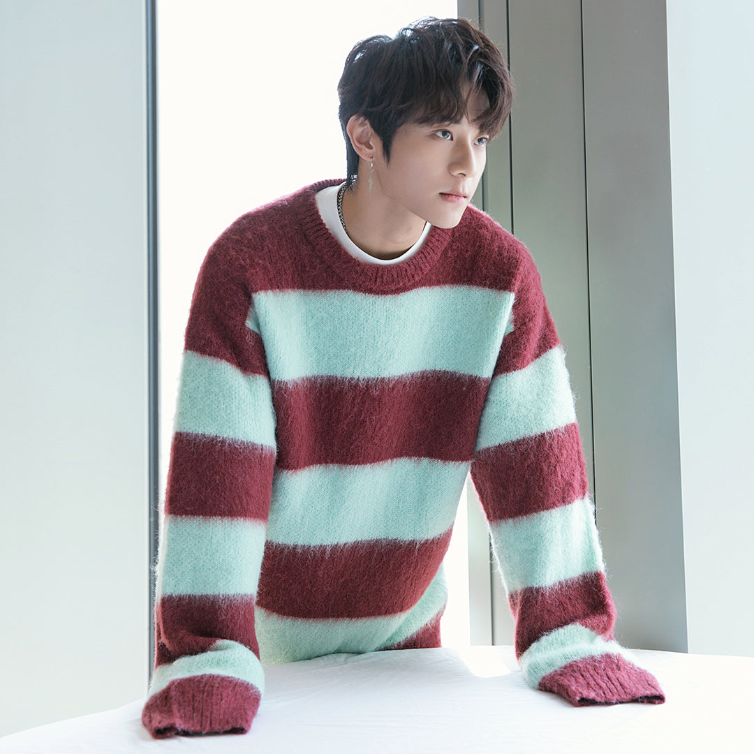 Men's Striped Contrast Lazy Sweater
