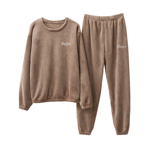 Warm Suit Women's Thick Coral Fleece Loungewear Suit
